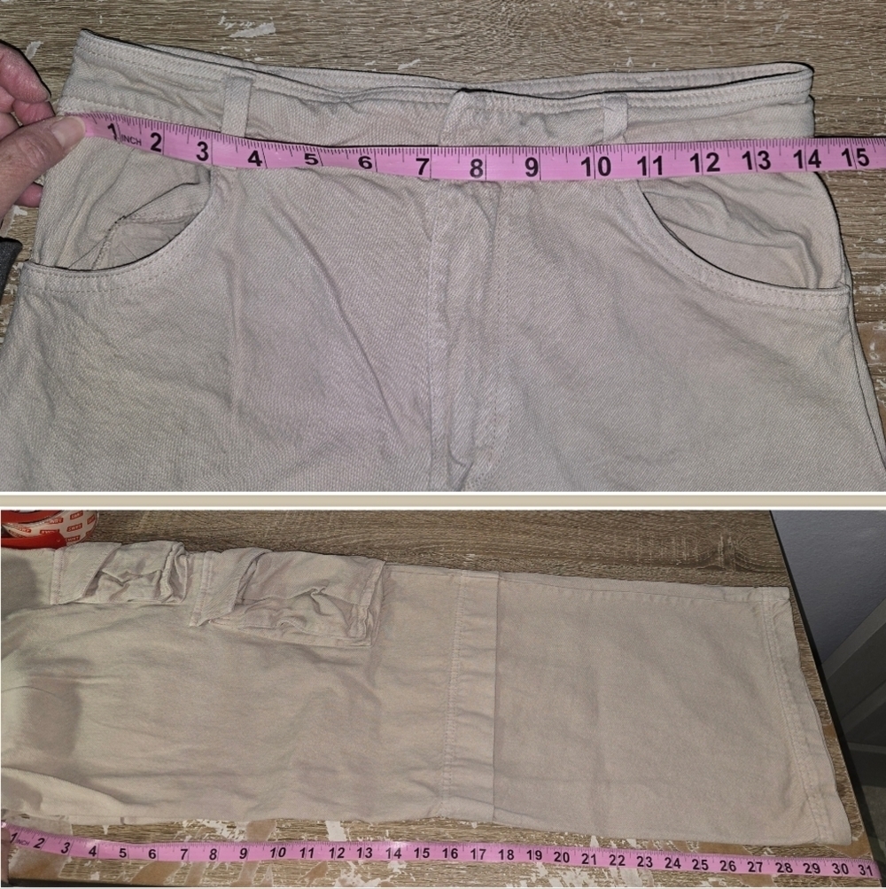 ZARA Canvas Utility Cargo Wide Leg Baggy Pants Skater Grunge Women's XS 28 Waist - Picture 2 of 5